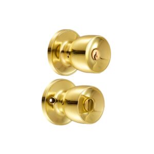 Cerradura de pomo para recamara laton brillante Lock