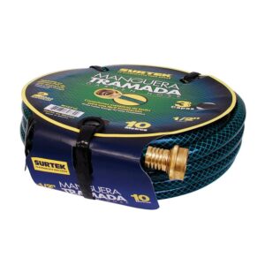 Manguera tramada Verde 1/2" con conector metálico 10m Surtek