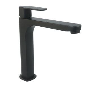 Monomando largo para lavabo plano de acero acabado negro mate 4440.2