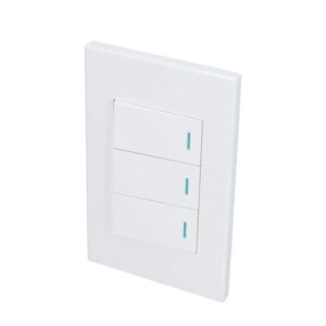 Surtek P623B Placa con 3 Switch 1/3 color blanco